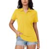 imageMAGCOMSEN Womens Polo Shirts Cotton Short Sleeve VNeck Collared Tops Golf Shirt Work Casual Summer TeeYellow
