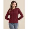 imageMAGCOMSEN Womens Cardigan Sweaters Lightweight Knit Soft Crew Neck Long Sleeve Open Front Button Spring Casual CardiganBurgundy