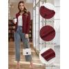 imageMAGCOMSEN Womens Cardigan Sweaters Lightweight Knit Soft Crew Neck Long Sleeve Open Front Button Spring Casual CardiganBurgundy