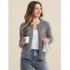 imageMAGCOMSEN Womens Cardigan Sweaters Lightweight Knit Soft Crew Neck Long Sleeve Open Front Button Spring Casual CardiganDark Gray