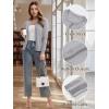 imageMAGCOMSEN Womens Cardigan Sweaters Lightweight Knit Soft Crew Neck Long Sleeve Open Front Button Spring Casual CardiganLight Gray