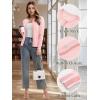 imageMAGCOMSEN Womens Cardigan Sweaters Lightweight Knit Soft Crew Neck Long Sleeve Open Front Button Spring Casual CardiganLight Pink