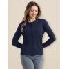 imageMAGCOMSEN Womens Cardigan Sweaters Lightweight Knit Soft Crew Neck Long Sleeve Open Front Button Spring Casual CardiganNavy Blue