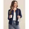 imageMAGCOMSEN Womens Cardigan Sweaters Lightweight Knit Soft Crew Neck Long Sleeve Open Front Button Spring Casual CardiganNavy Blue