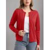 imageMAGCOMSEN Womens Cardigan Sweaters Lightweight Knit Soft Crew Neck Long Sleeve Open Front Button Spring Casual CardiganTomato Red
