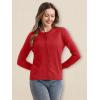 imageMAGCOMSEN Womens Cardigan Sweaters Lightweight Knit Soft Crew Neck Long Sleeve Open Front Button Spring Casual CardiganTomato Red