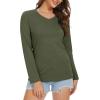 imageMAGCOMSEN Womens Long Sleeve Shirts V Neck Cotton Basic Tee Soft Breathable Casual Tops CassicFit TShirtArmy Green