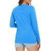 imageMAGCOMSEN Womens Long Sleeve Shirts V Neck Cotton Basic Tee Soft Breathable Casual Tops CassicFit TShirtAzure Blue