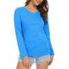 imageMAGCOMSEN Womens Long Sleeve Shirts V Neck Cotton Basic Tee Soft Breathable Casual Tops CassicFit TShirtAzure Blue