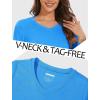 imageMAGCOMSEN Womens Long Sleeve Shirts V Neck Cotton Basic Tee Soft Breathable Casual Tops CassicFit TShirtAzure Blue