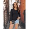 imageMAGCOMSEN Womens Long Sleeve Shirts V Neck Cotton Basic Tee Soft Breathable Casual Tops CassicFit TShirtBlack
