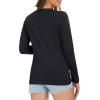 imageMAGCOMSEN Womens Long Sleeve Shirts V Neck Cotton Basic Tee Soft Breathable Casual Tops CassicFit TShirtBlack