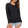 imageMAGCOMSEN Womens Long Sleeve Shirts V Neck Cotton Basic Tee Soft Breathable Casual Tops CassicFit TShirtBlack