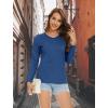 imageMAGCOMSEN Womens Long Sleeve Shirts V Neck Cotton Basic Tee Soft Breathable Casual Tops CassicFit TShirtDark Blue