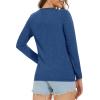 imageMAGCOMSEN Womens Long Sleeve Shirts V Neck Cotton Basic Tee Soft Breathable Casual Tops CassicFit TShirtDark Blue