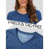 imageMAGCOMSEN Womens Long Sleeve Shirts V Neck Cotton Basic Tee Soft Breathable Casual Tops CassicFit TShirtDark Blue