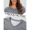 imageMAGCOMSEN Womens Long Sleeve Shirts V Neck Cotton Basic Tee Soft Breathable Casual Tops CassicFit TShirtDark Grey