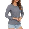 imageMAGCOMSEN Womens Long Sleeve Shirts V Neck Cotton Basic Tee Soft Breathable Casual Tops CassicFit TShirtDark Grey