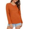 imageMAGCOMSEN Womens Long Sleeve Shirts V Neck Cotton Basic Tee Soft Breathable Casual Tops CassicFit TShirtDark Orange