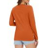 imageMAGCOMSEN Womens Long Sleeve Shirts V Neck Cotton Basic Tee Soft Breathable Casual Tops CassicFit TShirtDark Orange