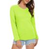imageMAGCOMSEN Womens Long Sleeve Shirts V Neck Cotton Basic Tee Soft Breathable Casual Tops CassicFit TShirtFluorescent Green