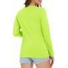 imageMAGCOMSEN Womens Long Sleeve Shirts V Neck Cotton Basic Tee Soft Breathable Casual Tops CassicFit TShirtFluorescent Green