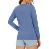 imageMAGCOMSEN Womens Long Sleeve Shirts V Neck Cotton Basic Tee Soft Breathable Casual Tops CassicFit TShirtGrey Blue