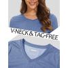 imageMAGCOMSEN Womens Long Sleeve Shirts V Neck Cotton Basic Tee Soft Breathable Casual Tops CassicFit TShirtGrey Blue