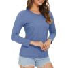imageMAGCOMSEN Womens Long Sleeve Shirts V Neck Cotton Basic Tee Soft Breathable Casual Tops CassicFit TShirtGrey Blue