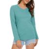 imageMAGCOMSEN Womens Long Sleeve Shirts V Neck Cotton Basic Tee Soft Breathable Casual Tops CassicFit TShirtGrey Green