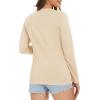 imageMAGCOMSEN Womens Long Sleeve Shirts V Neck Cotton Basic Tee Soft Breathable Casual Tops CassicFit TShirtLight Apricot