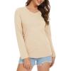 imageMAGCOMSEN Womens Long Sleeve Shirts V Neck Cotton Basic Tee Soft Breathable Casual Tops CassicFit TShirtLight Apricot