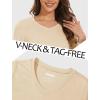 imageMAGCOMSEN Womens Long Sleeve Shirts V Neck Cotton Basic Tee Soft Breathable Casual Tops CassicFit TShirtLight Apricot