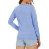 imageMAGCOMSEN Womens Long Sleeve Shirts V Neck Cotton Basic Tee Soft Breathable Casual Tops CassicFit TShirtLight Blue