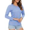 imageMAGCOMSEN Womens Long Sleeve Shirts V Neck Cotton Basic Tee Soft Breathable Casual Tops CassicFit TShirtLight Blue