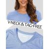 imageMAGCOMSEN Womens Long Sleeve Shirts V Neck Cotton Basic Tee Soft Breathable Casual Tops CassicFit TShirtLight Blue