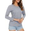 imageMAGCOMSEN Womens Long Sleeve Shirts V Neck Cotton Basic Tee Soft Breathable Casual Tops CassicFit TShirtLight Grey