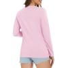 imageMAGCOMSEN Womens Long Sleeve Shirts V Neck Cotton Basic Tee Soft Breathable Casual Tops CassicFit TShirtLight Pink