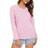 imageMAGCOMSEN Womens Long Sleeve Shirts V Neck Cotton Basic Tee Soft Breathable Casual Tops CassicFit TShirtLight Pink