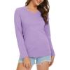 imageMAGCOMSEN Womens Long Sleeve Shirts V Neck Cotton Basic Tee Soft Breathable Casual Tops CassicFit TShirtLight Purple