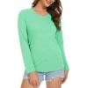 imageMAGCOMSEN Womens Long Sleeve Shirts V Neck Cotton Basic Tee Soft Breathable Casual Tops CassicFit TShirtMint Green