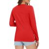 imageMAGCOMSEN Womens Long Sleeve Shirts V Neck Cotton Basic Tee Soft Breathable Casual Tops CassicFit TShirtTomato Red
