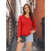 imageMAGCOMSEN Womens Long Sleeve Shirts V Neck Cotton Basic Tee Soft Breathable Casual Tops CassicFit TShirtTomato Red