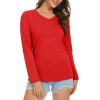 imageMAGCOMSEN Womens Long Sleeve Shirts V Neck Cotton Basic Tee Soft Breathable Casual Tops CassicFit TShirtTomato Red