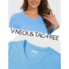 imageMAGCOMSEN Womens Long Sleeve Shirts V Neck Cotton Basic Tee Soft Breathable Casual Tops CassicFit TShirtWaterfall Blue
