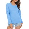imageMAGCOMSEN Womens Long Sleeve Shirts V Neck Cotton Basic Tee Soft Breathable Casual Tops CassicFit TShirtWaterfall Blue