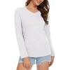 imageMAGCOMSEN Womens Long Sleeve Shirts V Neck Cotton Basic Tee Soft Breathable Casual Tops CassicFit TShirtWhite