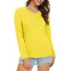 imageMAGCOMSEN Womens Long Sleeve Shirts V Neck Cotton Basic Tee Soft Breathable Casual Tops CassicFit TShirtYellow