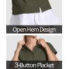 imageMAGCOMSEN Womens Polo Shirts Cotton 3Button Short Sleeve Collared Tops Summer Cool Shirt Uniform Casual ShirtsArmy Green
