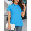 imageMAGCOMSEN Womens Polo Shirts Cotton 3Button Short Sleeve Collared Tops Summer Cool Shirt Uniform Casual ShirtsAzure Blue